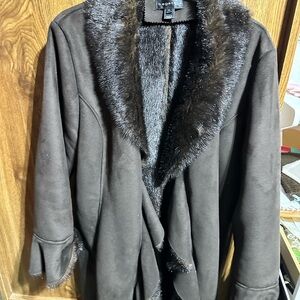 Elegant Brown Faux Fur Women's Coat